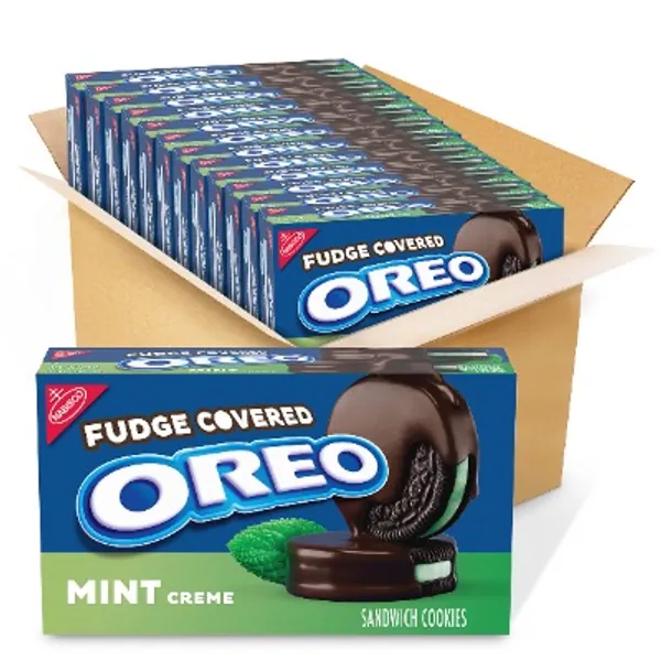 OREO Fudge Covered Mint Creme Sandwich Cookies, 12 - 9.9 oz Packs