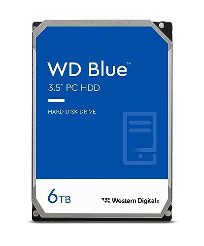 Western Digital 6TB WD Blue PC Internal Hard Drive HDD - 5400 RPM, SATA 6 Gb/s, 256 MB Cache, 3.5" - WD60EZAX - 6TB