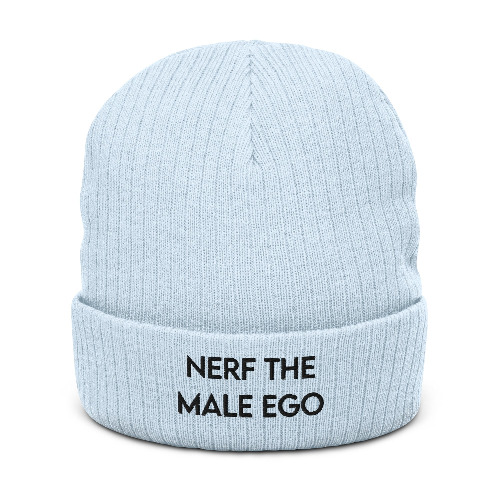 Nerf the Male Ego | Recycled cuffed beanie | Feminist Gamer - Light Blue