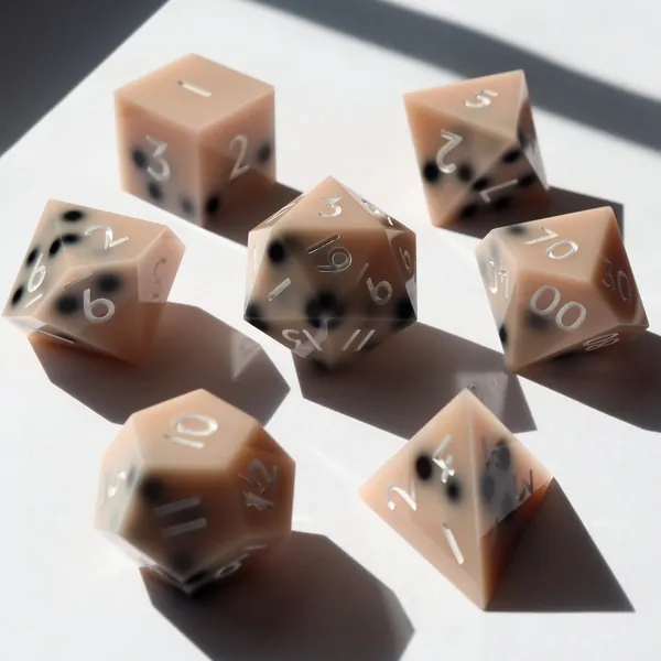 Milk Tea Boba Dice - kawaii dice, boba dice, handmade resin sharp edge dnd dice set for DnD, D&D, Dungeons and Dragons, RPG