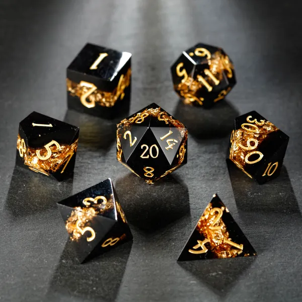 Black Goldleaf Resin Dice Set