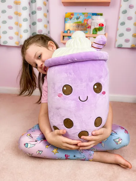 19.6 inch Boba Plush Stuffed Bubble Tea Plushie Cartoon Milk Tea Cup Pillow Big, Soft Kawaii for Kids