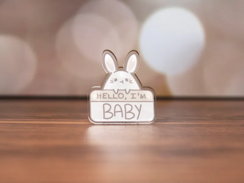 Baby Acrylic Pin | 1.3" | Kawaii rabbit lapel pin, Cute bunny brooch, Anime gift pin, Usagi pin, Pastel aesthetic pin, Fairy kei pin