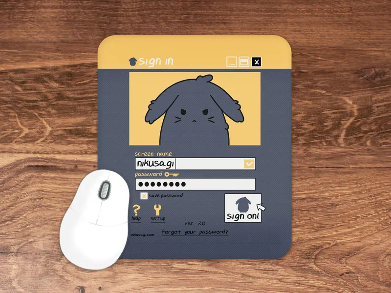 Grumpy Bunny Mouse Pad | 7.75” x 9.25" | Halloween computer accessory, Cute gamer gift, Goth home office supplies, Anime aesthetic mouse mat