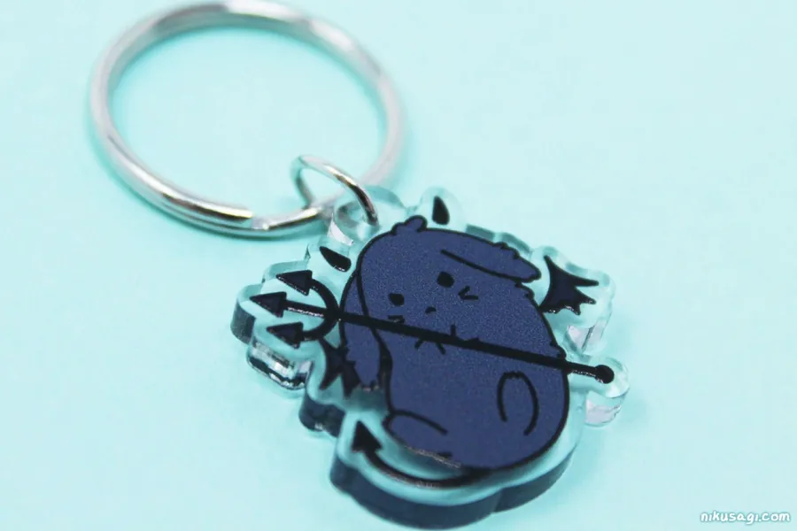 Devil Bunny Keychain | 1” 2-Sided Clear Acrylic Charm | Kawaii goth phone charm, Creepy cute, Witchy rabbit mini charm, Japanese anime charm