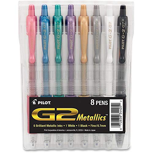 Pilot G2 Metallics Gel Roller Pens, Fine Point 0.7 mm - Assorted Colors