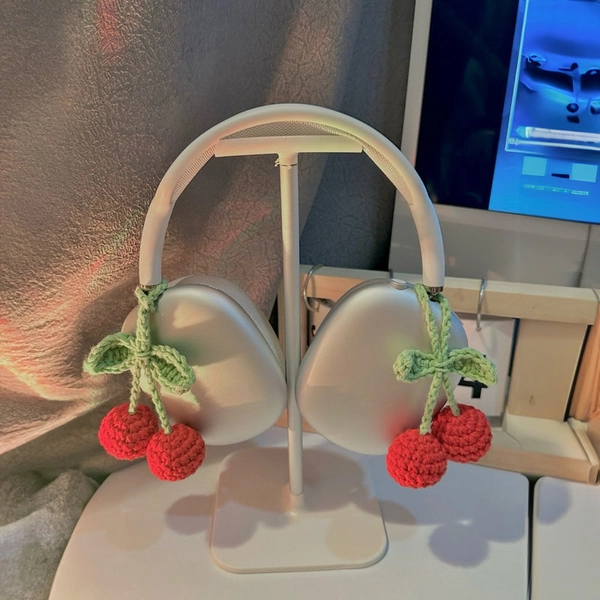 Crochet Cherry Headphone Accessory