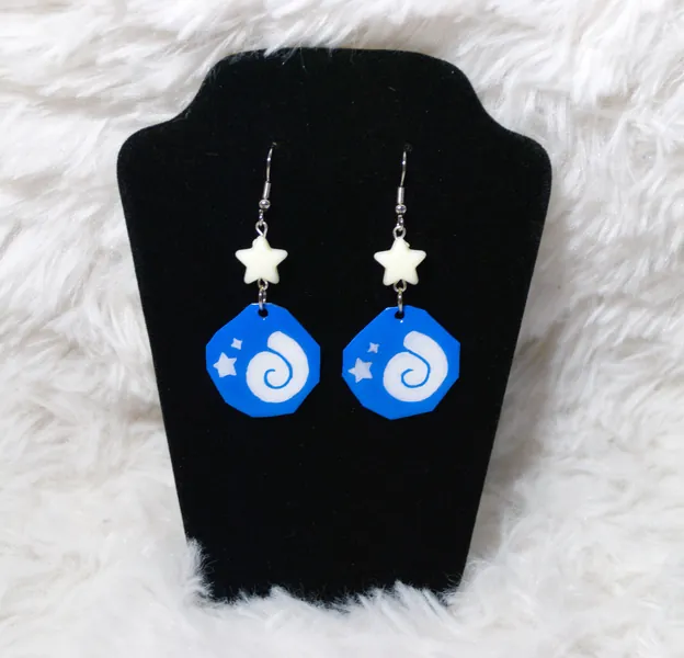 Fossil Animal Crossing New Horizons New Leaf Earrings Dangle Video Game Kawaii Cute Shrink Plastic