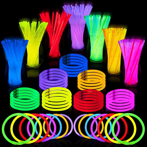 JOYIN 144 Pcs Glow Sticks Bulk 8" Bracelets Necklaces, Glow in the Dark Neon, Easter, Football,Halloween Party Supplies Pack - 144