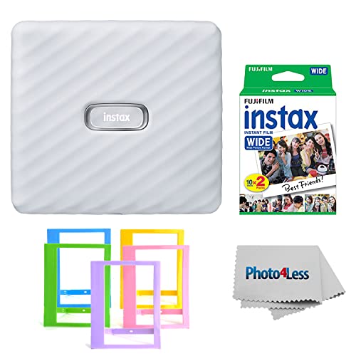 Fujifilm Instax Link Wide Printer Ash White + Fuji Wide Twin Pack Instant Film + Plastic Frames