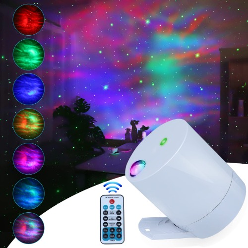 CAIYUE Stjärnklar LED-projektor, utsökt nebulosa nattljusprojektor, havsvåg galaxlampa med fjärrkontroll, med justerbar hastighet och ljusstyrka, nebulosa ljus, för barn, vuxna, sovrum, fest