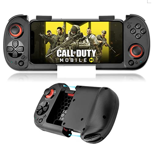 arVin Wireless Gaming Controller for iPhone/iOS/Android with Magnetic Storage, Pocket Size, Portable Bluetooth Gamepad Joystick for iPhone 15/14/13/Samsung Galaxy 22/21/20/Call of Duty Mobile/Genshin - Black