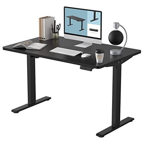 FLEXISPOT EN1 Standing Desk 48x30 Inches Whole-Piece Desktop with Memory Controller Electric Stand Up Desk (Black Frame + Black Top, 2 Packages) - 48x30 - Black Frame + Black Top