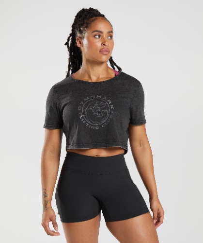 Gymshark Legacy Washed Crop Top - Black | Large