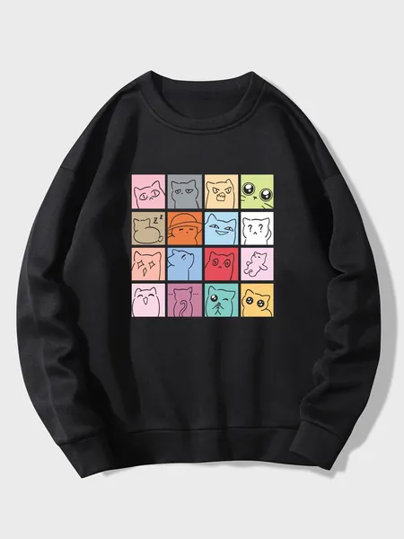 Cartoon Graphic Thermal Lined Sweatshirt