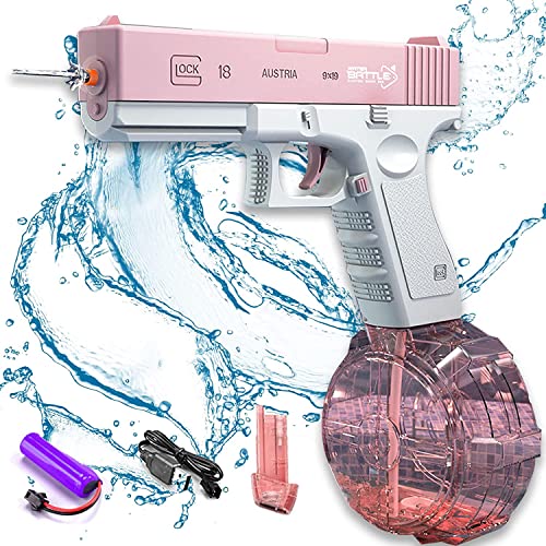 Electric Water Toy,[32FT Range] One-Button Automatic Water for Kids Ages 8-12, Oversized Capacity Super Soaker Water Up to 32 Ft Range for Summer Party Pool Beach (Pink-B) - Pink-B