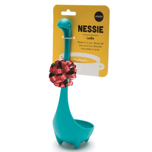 OTOTO Nessie Ladle Spoon - Turquoise Cooking Ladle - Cooking Gifts - Use for Serving Soup, Stew, Gravy & Chili - High Heat Resistant Loch Ness Stand Up Soup Ladle - Nessie - Turquoise