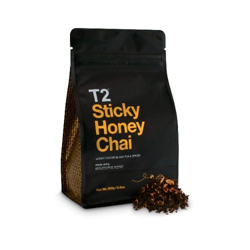 T2 Tea Sticky Honey Chai Loose Leaf Black Tea in Resealable Foil Refill Bag, 250g