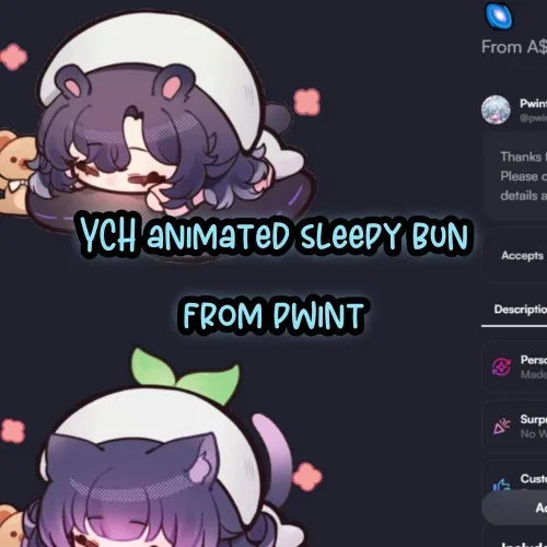 YCH animated sleepy bun art commission