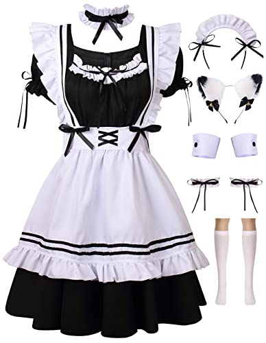 Colorful House Women's Anime Cosplay French Apron Maid Fancy Dress Costume - X-Large - Black 04