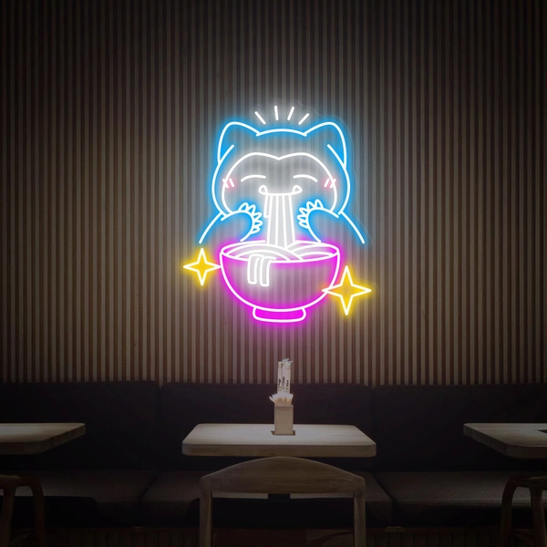 Snorlax Ramen Neon Sign, Pokemon Neon Sign, Custom Anime Neon Sign, Noodles Neon Light Wall Decor, Custom Restaurant Neon Sign Kitchen Decor