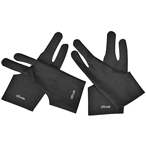 OTraki Artist Glove Anti-fouling Digital Draw Glove 4 Pack High-elastic Lycra Fiber Two Finger Gloves Free Size for Graphics Drawing, Tablet, Pad and Art Creation for Right Hand or Left Hand - 8.5x20cm