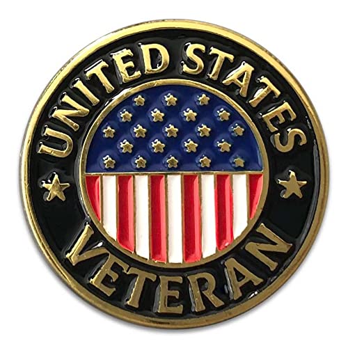 US Veteran Lapel Pin with American Flag - Military Hat Pins VetFriends.com
