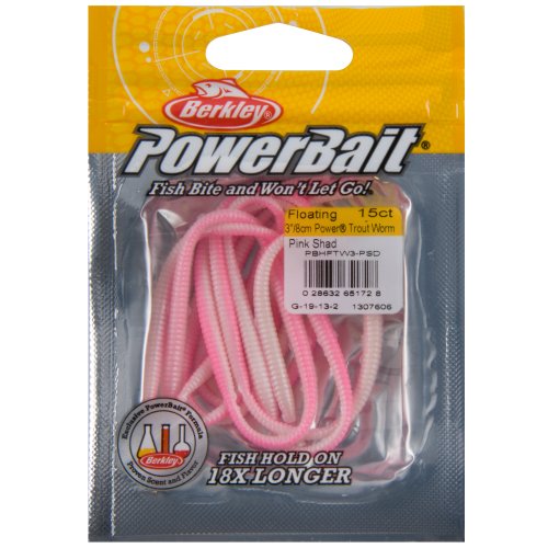 Berkley PowerBait Power Floating Trout Worm Fishing Soft Bait - Pink Shad - Original Scent - 3" (15 Count)