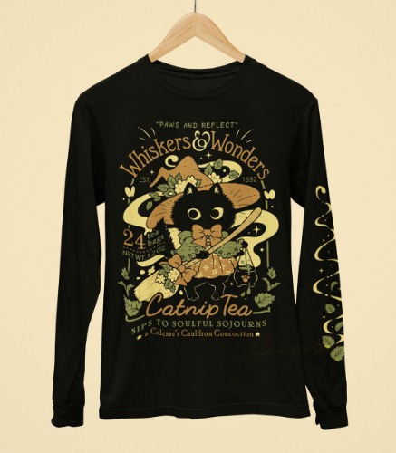 Whiskers & Wonders Catnip Tea Long Sleeve Shirt | 3XL