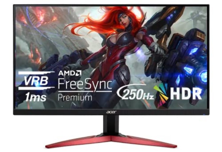 Acer Nitro 24.5" Full HD 1920 x 1080 PC Gaming Monitor | AMD FreeSync Premium | Up to 250Hz Refresh | 1ms (VRB) | ZeroFrame Design | 1 x Display Port 1.2 and 2 x HDMI 2.0 Ports | KG251Q Zbiip,Black - 24.5-inch - Monitor