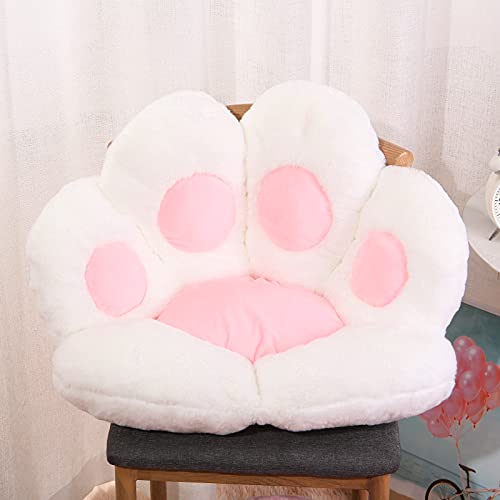 TERUIPE Cat Paw Cushion Soft Cute Seat Cushion Bear Paw Warm Floor Pillow Seat Pad for Kitchen Bedroom Living Room Office Game Chair and Festive (White, 27.5 x 23.6 inch) - White