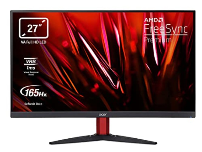 Acer KG272M Gaming Monitor 27 Zoll (69 cm Bildschirm) Full HD, 165Hz HDMI/DP, 2ms (GtG), HDMI 2.0, DP 1.2, AMD FreeSync Premium, Schwarz - 27 Zoll - 1920 x 1080 Pixels - 165Hz