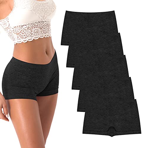 R RUXIA Women's Boyshorts Underwear Seamless Boy Shorts Panties Soft Stretch Boxer Briefs 5 Packs(Regular & Plus Size) - Dhb13 - Small