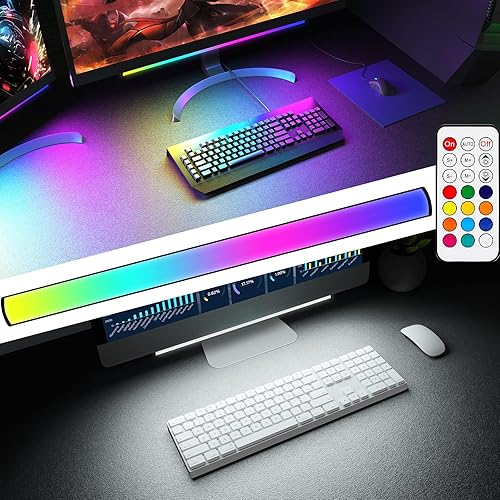 ABCidy Under Monitor Light Bar, RGB Screenbar Light Desk Lamp Computer, Dimmable LED with Dynamic Rainbow Effect, Gaming USB Powered, Remote Control Color Changing, Adjustable Brightness and Speed - Gaming Light