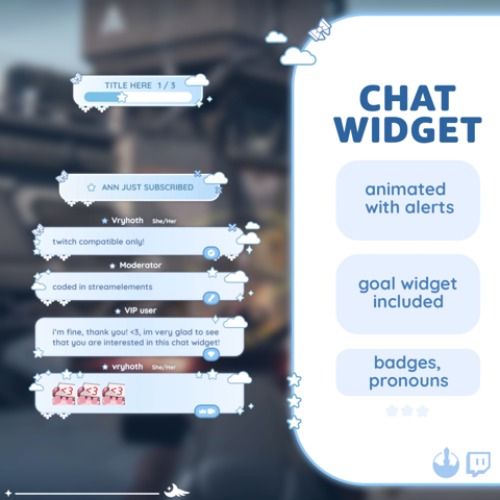 P2U Cloud Star Sparkle Cross Blue Chat Widget Goal Kawaii White Cute Stream Cute Streamelements l Widgets for streamers l Custo - vryhoth's Ko-fi Shop