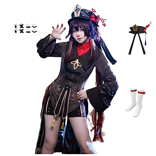 Fovyi Hu Tao Cosplay Costume GenshinImpact Cosplay Full Sets Halloween Outfit for Women - Small - Hu Tao