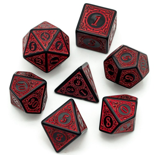 7pcs/set  Dice Set, Window Lattice Red D4~D20 Polyhedral Dice For Role Playing Board Game, Tabletop RPG D&amp;D