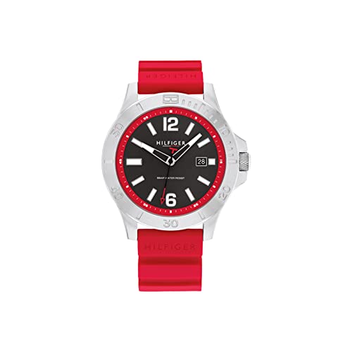 Tommy Hilfiger Men's Preppy Stainless Steel Quartz Watches - Effortlessly Stylish - Red - Modern