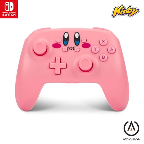 PowerA Wireless Nintendo Switch Controller - Kirby, AA Battery Powered (Battery Included), Nintendo Switch Pro Controller, Mappable Gaming Buttons, Officially Licensed by Nintendo - Kirby - Battery Powered