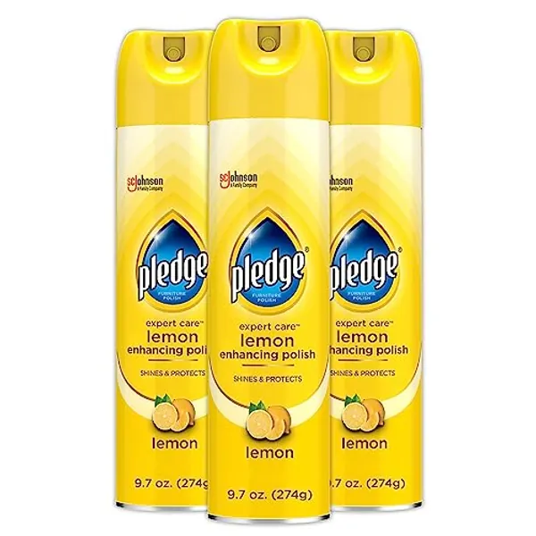 Pledge Expert Care Wood Polish Spray, Shines and Protects, Removes Fingerprints, Lemon, 9.7 oz (Pack of 3) - 9.7 Ounce (Pack of 3)