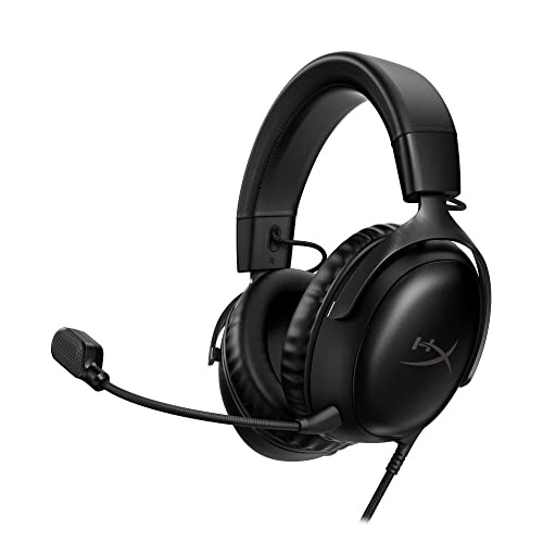 HyperX Cloud III – Wired Gaming Headset, PC, PS5, Xbox Series X|S, Angled 53mm Drivers, DTS, Memory Foam, Durable Frame, Ultra-Clear 10mm Mic, USB-C, USB-A, 3.5mm – Black - Black - Wired - Headset