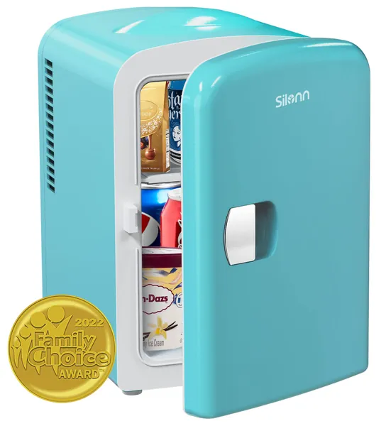Silonn 4L/6 Can Mini Fridge, Portable Skincare Fridge, Teal