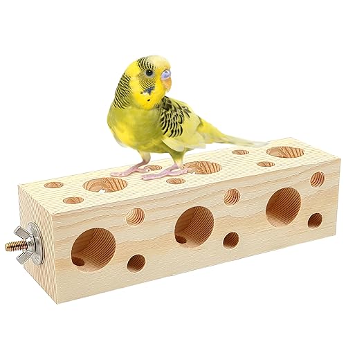 Bird Toys，Bird Wooden Block Chewing Toy，Parrot Foraging Toy，Natural Bird Toys，Parakeet Toys for Cage Small Bird，Bird Cage Teething Toys for Hamster Cockatiels Conures Budgie