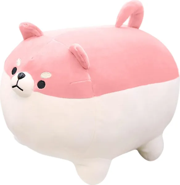 Tri-Colored Angry Shiba Plushies by Subtle Asian Treats - 16" / 40 cm / Flamingo