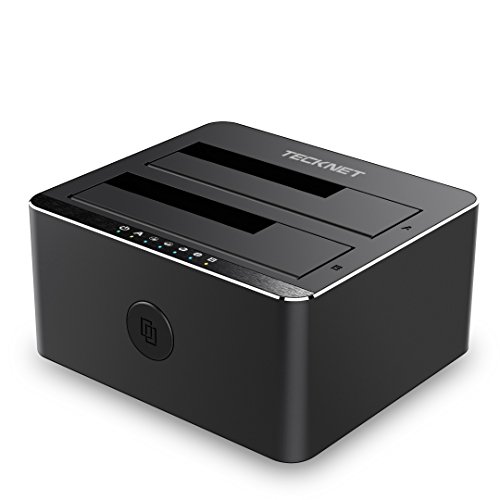TeckNet Hard Drive Docking Station USB 3.0 to SATA 2-Bay USB 3.0 Hard Drive Enclosure with Offline Clone Function for 2.5 & 3.5 Inch HDD SSD SATA (SATA I/II/III) Support 2 x 8TB & UASP, Tool-free