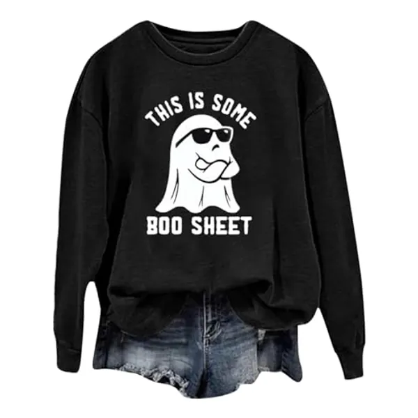 BCDlily This Is Some Boo Sheet Sweatshirt Women Halloween Oversized Pullover Cool Ghost Graphic Sweatshirts Fall Shirts