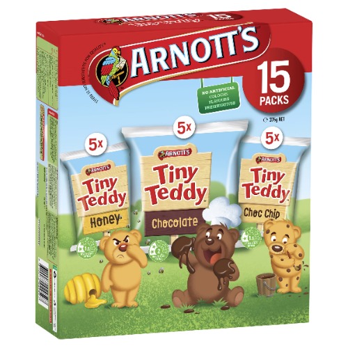 Arnott's Tiny Teddy Biscuits Variety Pack 15 Pack 375g