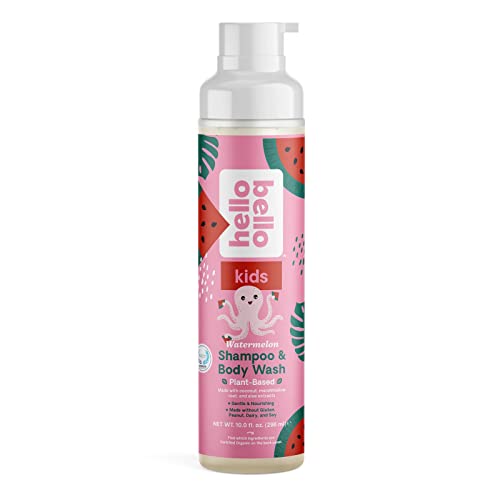 Hello Bello Watermelon Shampoo & Body Wash - Tear-Free, Hypoallergenic, Dermatologist & Pediatrician Tested, Plant Based Formula for Babies and Kids - 10 FL Oz (Packaging may vary) - Watermelon - 10 Fl Oz (Pack of 1)