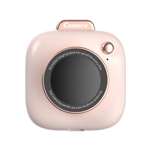 Mini Camera-Shaped Necklace Fan - Blush Pink