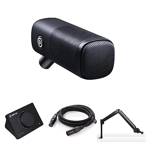 Elgato XLR Microphone Complete Bundle - Dynamic Mic, Boom Arm, XLR Cable, USB Interface, Free Mixer Software for Streaming, Podcasts, Vocal Recording, Starter-Friendly Audio Kit, PC/Mac - Complete Bundle - Boom Arm